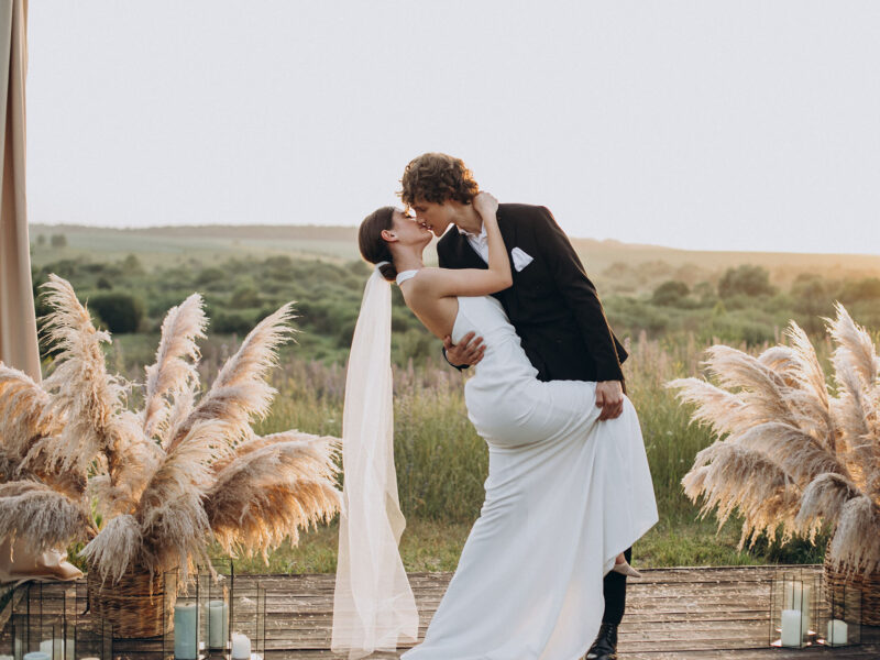 Bride and groom on their wedding ceremony