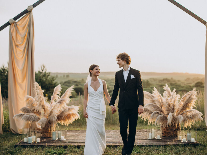 Bride and groom on their wedding ceremony
