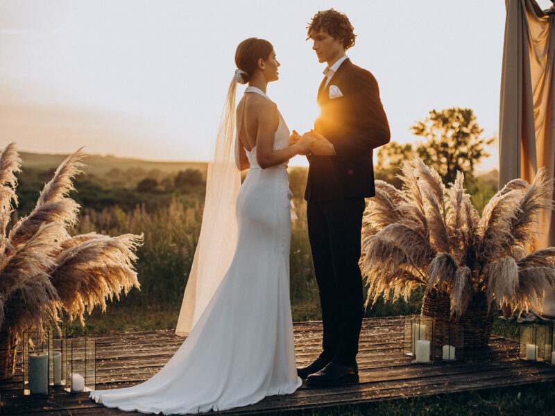 Bride and groom on their wedding ceremony
