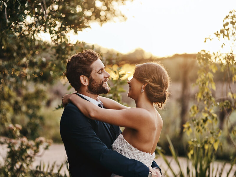 Im so happy that I met you. Shot of a happy young couple standing together on their wedding day.